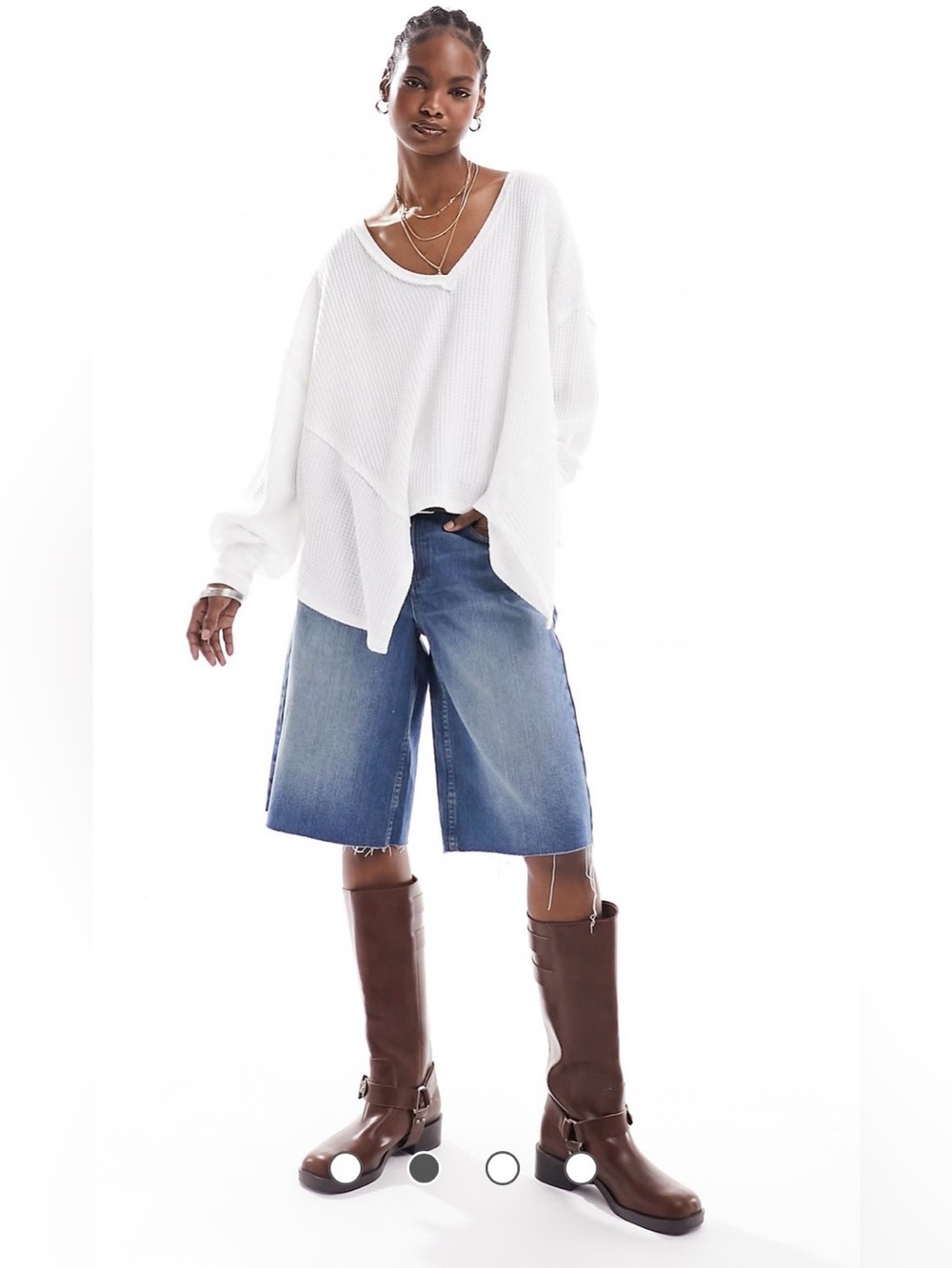 Free People ribbed v-neck slouchy oversized sweatshirt, Size L